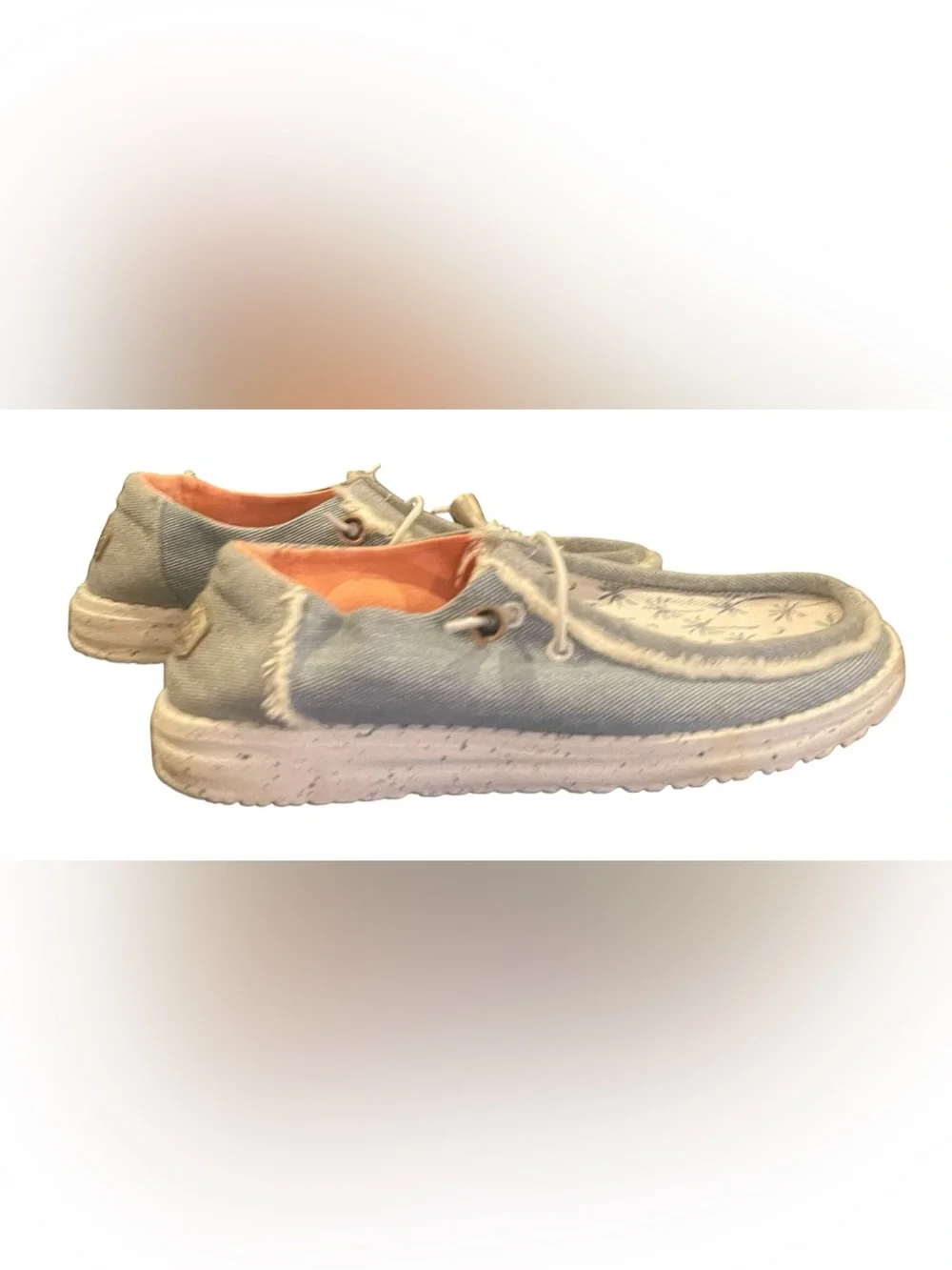 Hey Dude Beige Palm-Print Slip-On Loafers with Coral Lining - Picture 4 of 7